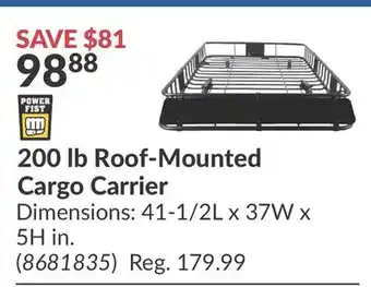 Princess Auto 200 lb Roof-Mounted Cargo Carrier offer
