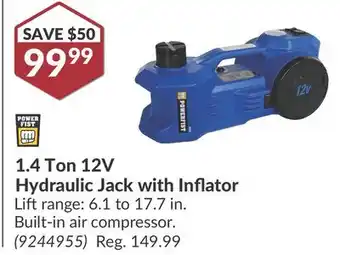 Princess Auto 1.4 Ton 12V Hydraulic Jack with Inflator offer