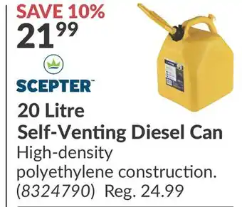 Princess Auto 20 Litre Self-Venting Diesel Can offer