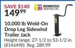 Princess Auto 10, 000 lb Weld-On Drop Leg Sidewind Trailer Jack offer