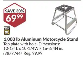 Princess Auto 1, 000 lb Aluminum Motorcycle Stand offer