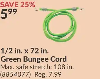 Princess Auto 1/2 in. x 72 in. Green Bungee Cord offer