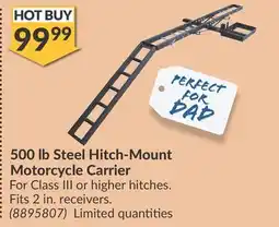 Princess Auto 500 lb Steel Hitch-Mount Motorcycle Carrier offer