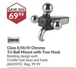 Princess Auto Class II/III/IV Chrome Tri-Ball Mount with Tow Hook offer