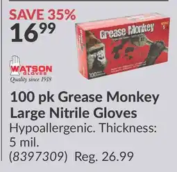 Princess Auto 100 pk Grease Monkey Large Nitrile Gloves offer