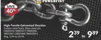 Princess Auto High-Tensile Galvanized Shackles offer