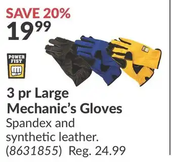 Princess Auto 3 pr Large Mechanic's Gloves offer