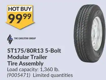 Princess Auto THE CARLSTAR GROUP ST175/80R13 5-Bolt Modular Trailer Tire Assembly offer