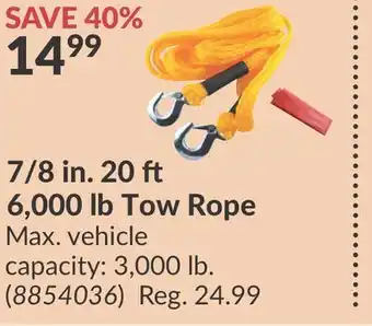 Princess Auto 7/8 in. 20 ft 6,000 lb Tow Rope offer