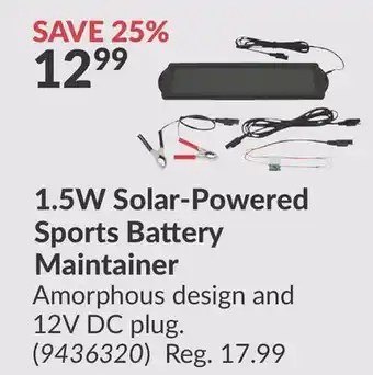 Princess Auto 1.5W Solar-Powered Sports Battery Maintainer offer