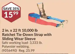 Princess Auto 2 in. x 22 ft 10, 000 lb Ratchet Tie-Down Strap with Sliding Wear Sleeve offer