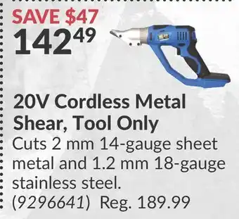 Princess Auto 20V Cordless Metal Shear, Tool Only offer