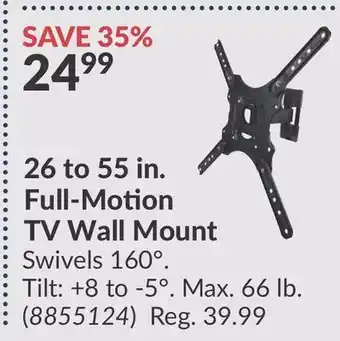 Princess Auto 26 to 55 in. Full-Motion TV Wall Mount offer