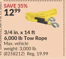Princess Auto 3/4 in. x 14 ft 6,000 lb Tow Rope offer