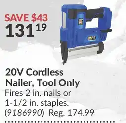 Princess Auto 20V Cordless Nailer, Tool Only offer