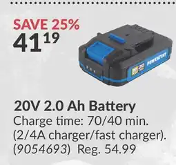 Princess Auto 20V 2.0 Ah Battery Charge offer