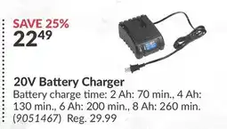 Princess Auto 20V Battery Charger offer
