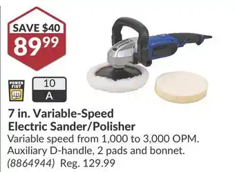 Princess Auto 7 in. Variable-Speed Electric Sander/Polisher offer