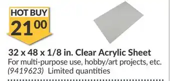 Princess Auto 32 x 48 x 1/8 in. Clear Acrylic Sheet offer