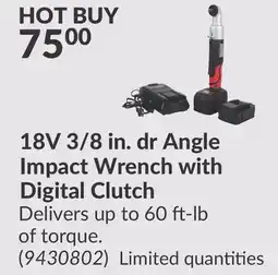 Princess Auto 18V 3/8 in. dr Angle Impact Wrench with Digital Clutch offer