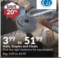 Princess Auto Nails, Staples and Cleats offer