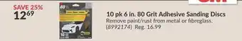 Princess Auto 10 pk 6 in. 80 Grit Adhesive Sanding Discs offer