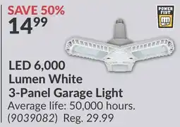 Princess Auto LED 6, 000 Lumen White 3-Panel Garage Light offer
