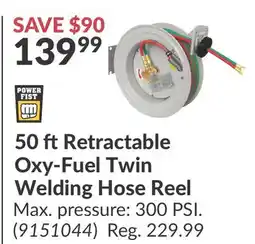 Princess Auto 50 ft Retractable Oxy-Fuel Twin Welding Hose Reel offer