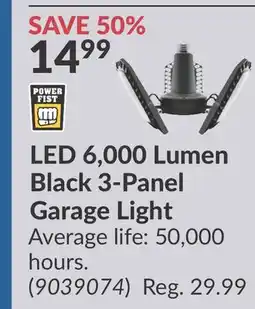Princess Auto LED 6, 000 Lumen Black 3-Panel Garage Light offer