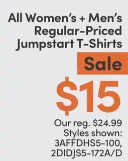 Mark's All Women's + Men's Regular-Priced Jumpstart T-Shirts offer