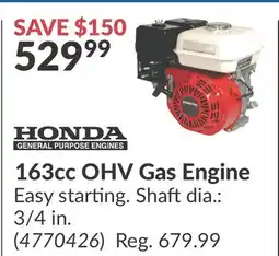 Princess Auto 163cc OHV Gas Engine offer