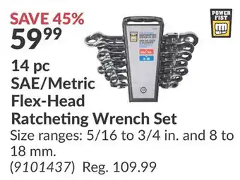 Princess Auto 14 pc SAE/Metric Flex-Head Ratcheting Wrench Set offer