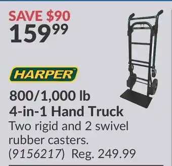 Princess Auto 800/1,000 lb 4-in-1 Hand Truck offer