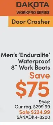 Mark's DAKOTA Men's'Enduralite' Waterproof 8˝ Work Boots offer