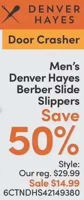 Mark's Denver Men's Denver Hayes Berber Slide Slippers offer