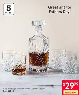 Kitchen Stuff Plus 5 Pc. Godinger Dublin Crystal-Cut Whiskey Set offer