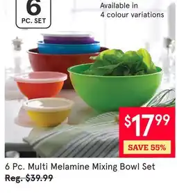 Kitchen Stuff Plus 6 Pc. Multi Melamine Mixing Bowl Set offer