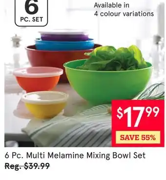 Kitchen Stuff Plus 6 Pc. Multi Melamine Mixing Bowl Set offer