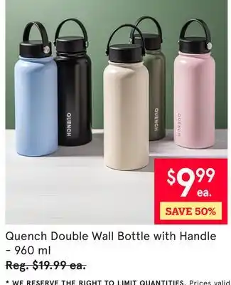 Kitchen Stuff Plus Quench Double Wall Bottle with Handle offer