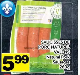 Supermarché PA SAUCISSES DE PORC NATUREL VALENS | Natural Pork Sausages offer