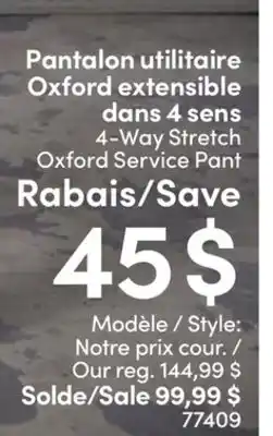 L'équipeur Pantalon utilitaire Oxford extensible dans 4 sens offer