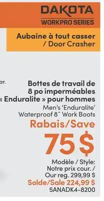 L'équipeur Bottes de travail de 8 po imperméables Enduralite pour hommes DAKOTA offer