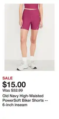 Old Navy Old Navy High-Waisted PowerSoft Biker Shorts -- 6-inch inseam offer