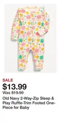Old Navy Old Navy 2-Way-Zip Sleep & Play Ruffle-Trim Footed One-Piece for Baby offer