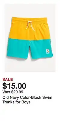 Old Navy Old Navy Color-Block Swim Trunks for Boys offer