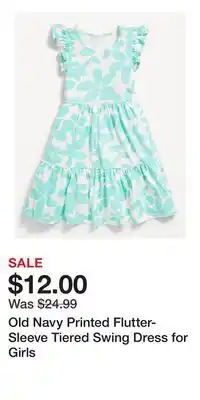 Old Navy Old Navy Printed Flutter-Sleeve Tiered Swing Dress for Girls offer