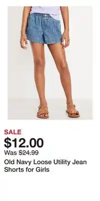 Old Navy Old Navy Loose Utility Jean Shorts for Girls offer