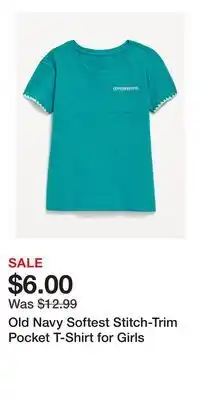 Old Navy Old Navy Softest Stitch-Trim Pocket T-Shirt for Girls offer