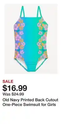Old Navy Old Navy Printed Back Cutout One-Piece Swimsuit for Girls offer