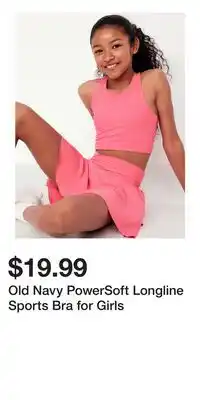 Old Navy Old Navy PowerSoft Longline Sports Bra for Girls offer